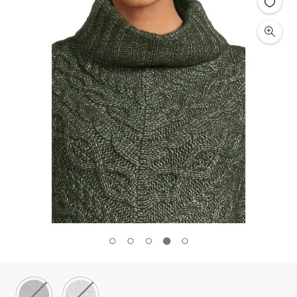 Boho Fringe Poncho Sweater Olive Green Turtleneck Cozy Oversized Cape - Picture 5 of 7